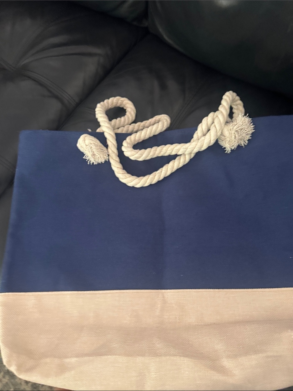 Navy and Beige Anchor Tote Bag with Rope Handles and Brighton wallet/wristlet - Picture 6 of 6